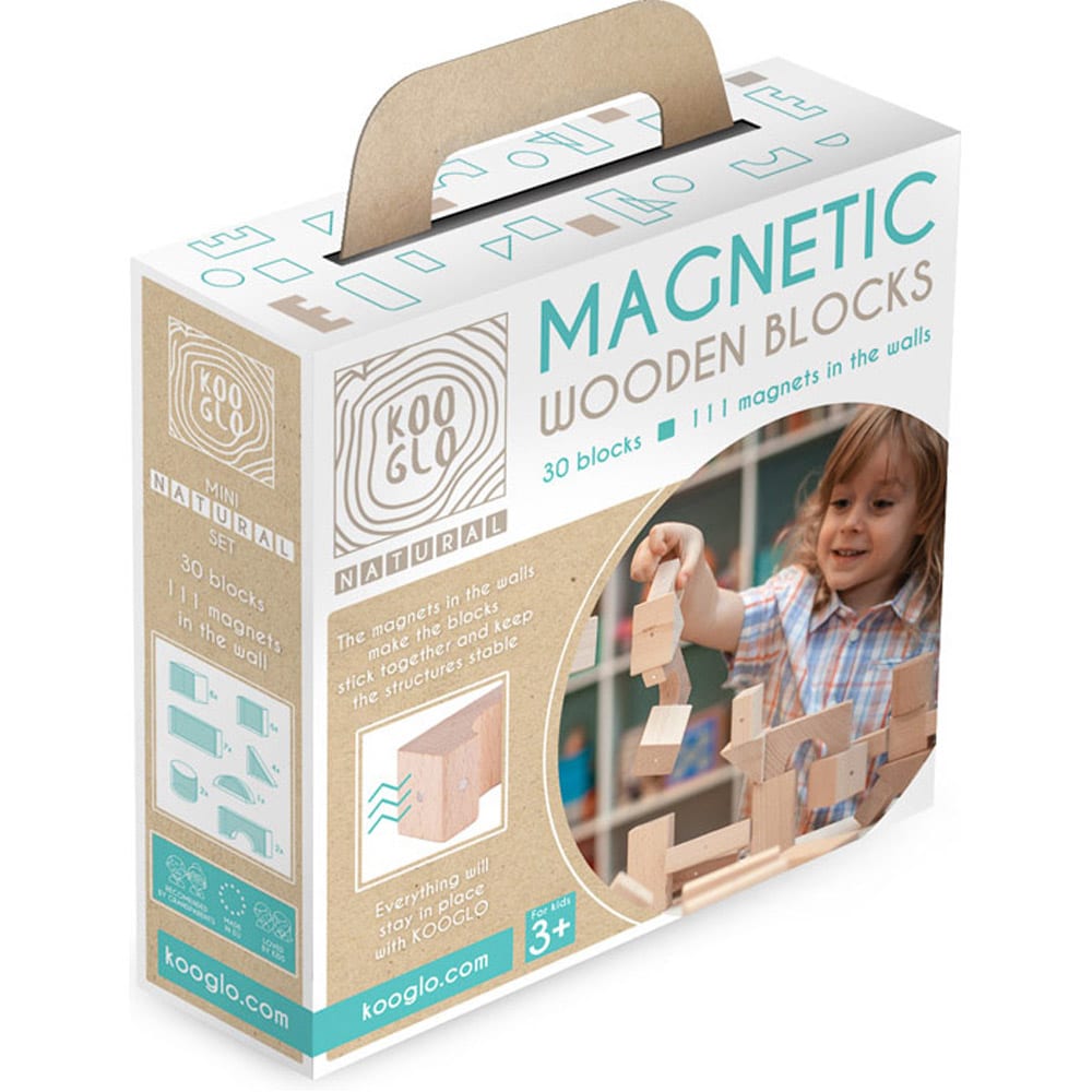 KOOGLO Mini Natural Set Aus 30 Magnetischen Holzteilen BEIGE HOLZ Kinder