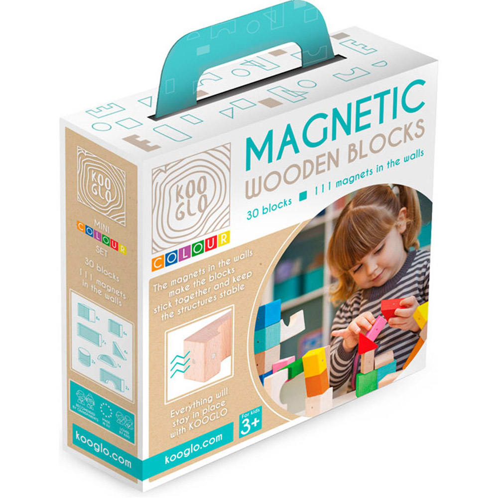 KOOGLO Mini Colour Set Mit 30 Magnetischen Holzteilen MEHRFARBIG HOLZ Kinder