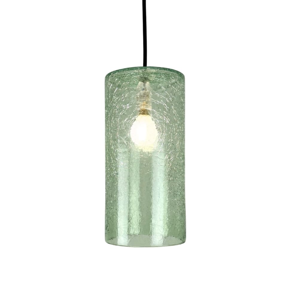 Suspension en verre soufflé craquelé jade, d.13.5cm