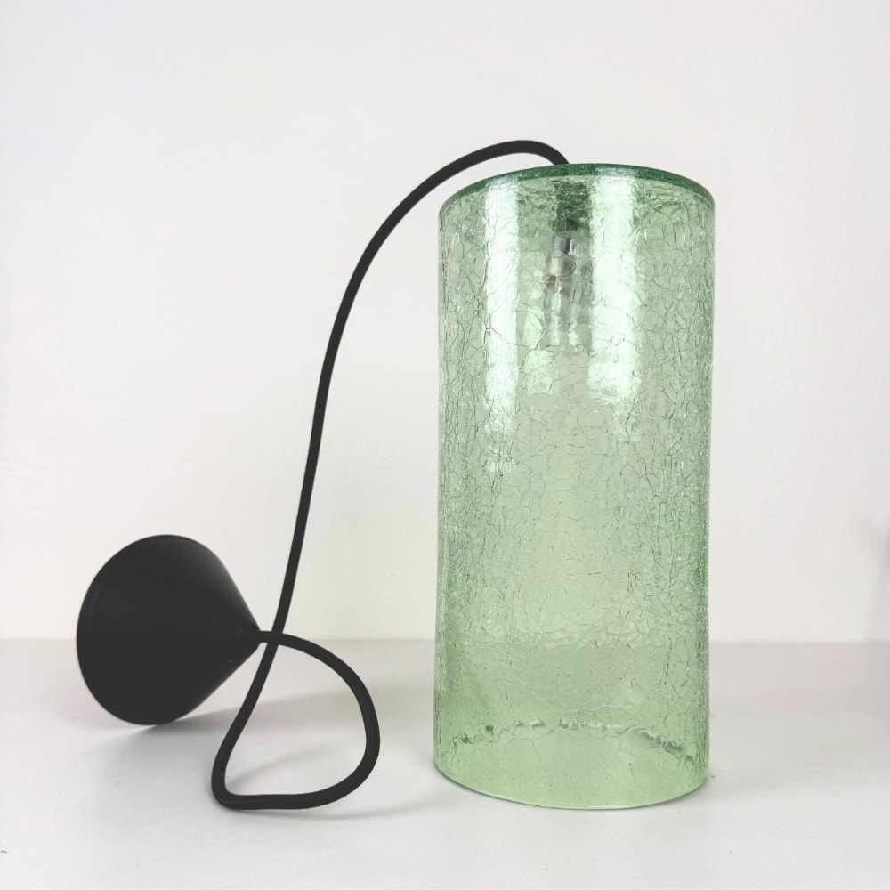Suspension en verre soufflé craquelé jade, d.13.5cm — vue 4