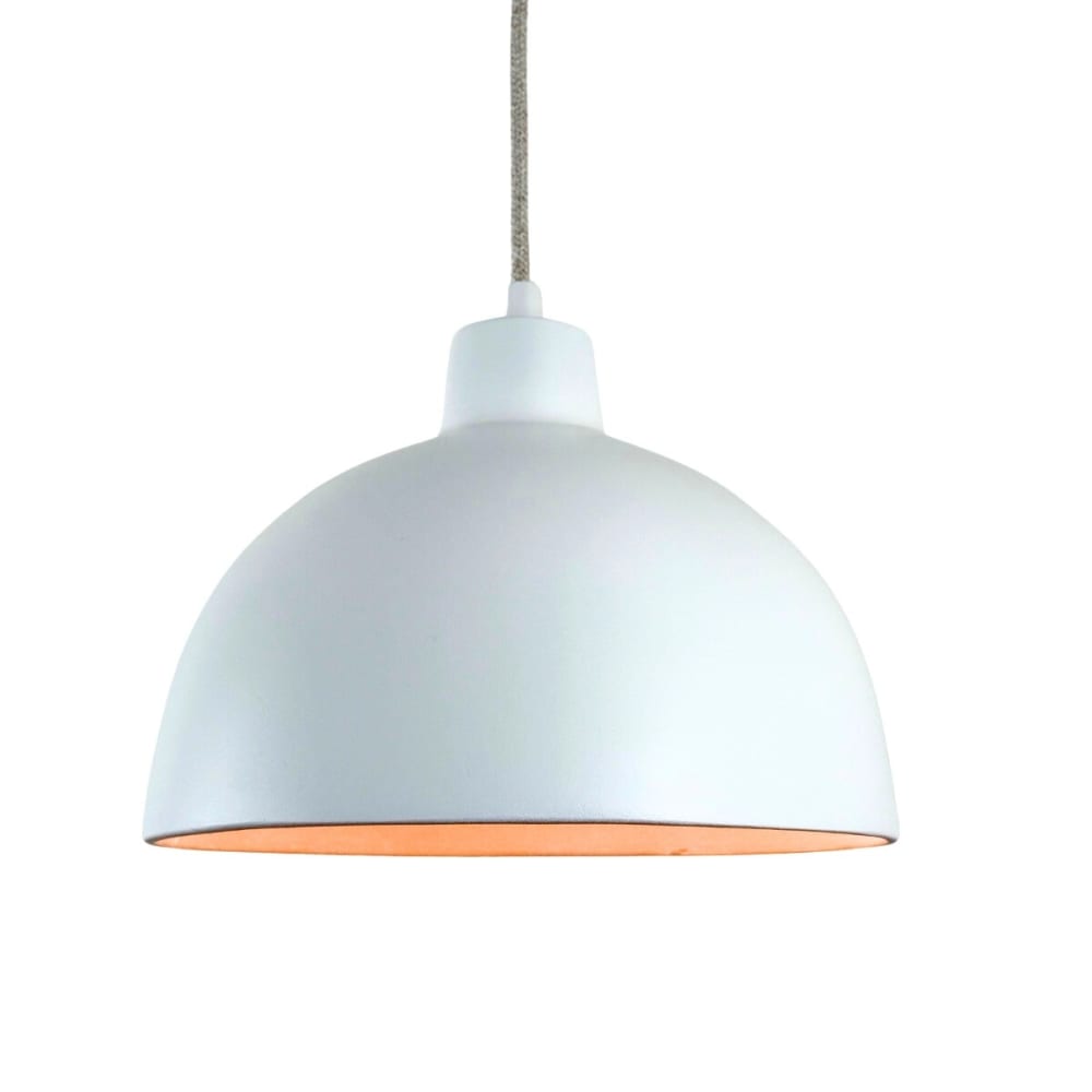 Suspension en terre cuite charbon avec câble textile lin D.26cm