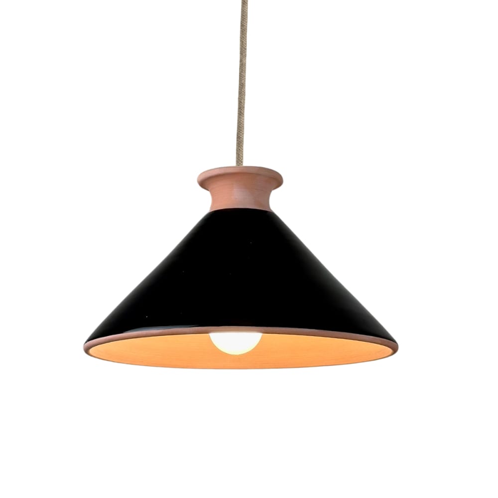 Suspension en terre cuite émaillée bleu D.25cm