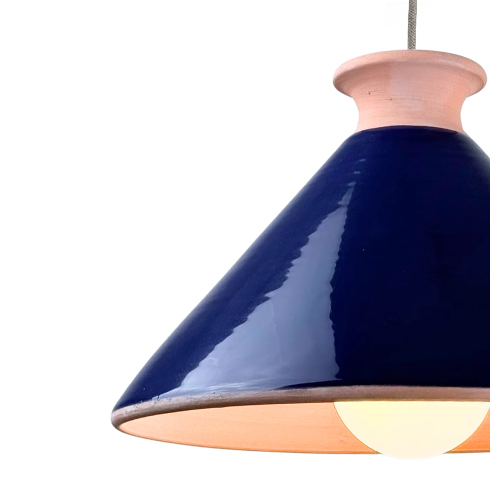 Suspension en terre cuite émaillée bleu d.25cm — vue 4
