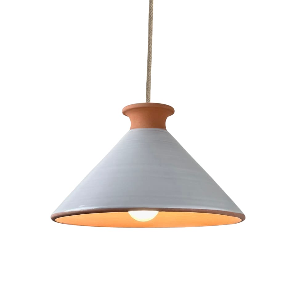 Suspension en terre cuite émaillée blanc D.25cm