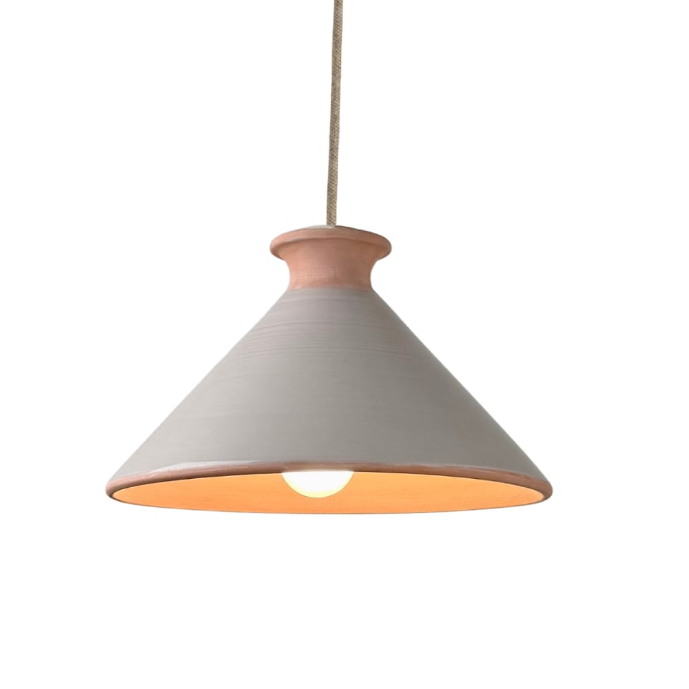 Suspension en terre cuite émaillée beige D.25cm