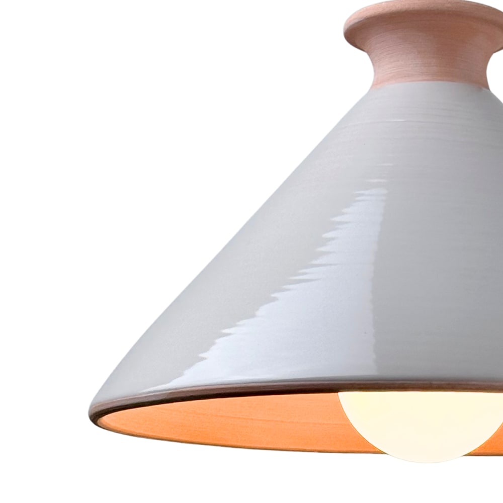 Suspension en terre cuite émaillée beige d.25cm — vue 4