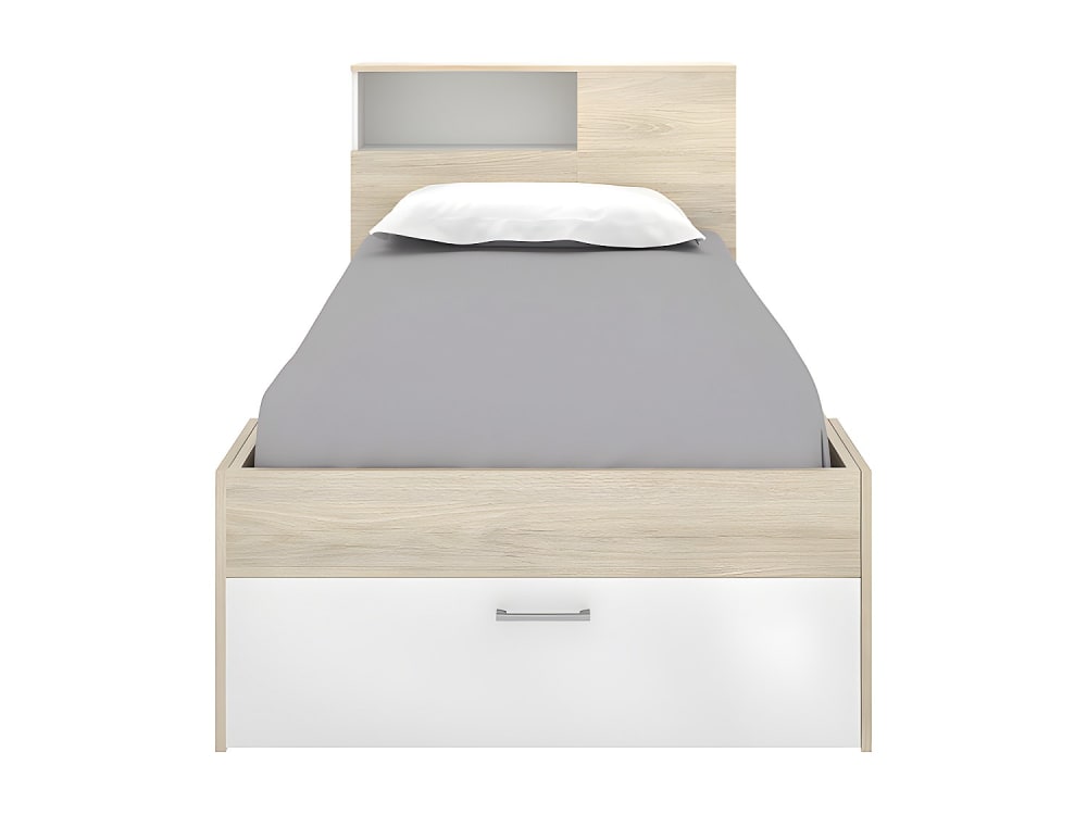 Cadre de lit effet bois , blanc 90 x 190 cm