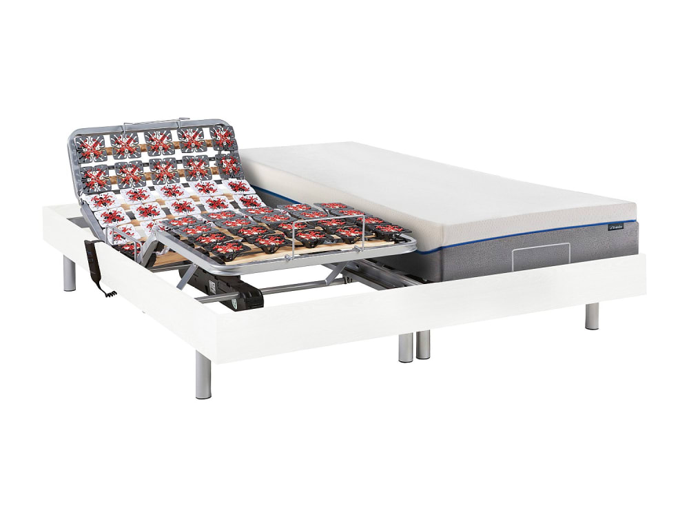 Lit électrique mdf blanc 2 x 80 x 200