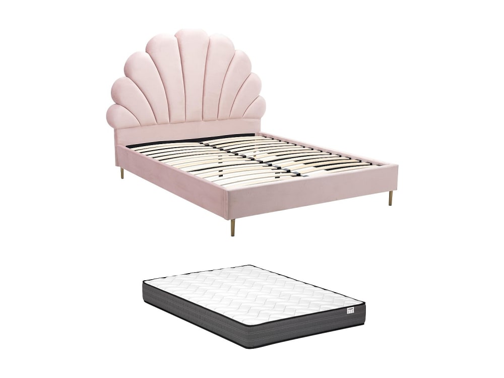 Cadre de lit velours rose 140 x 190 Cadre de lit velours rose 140 x 190