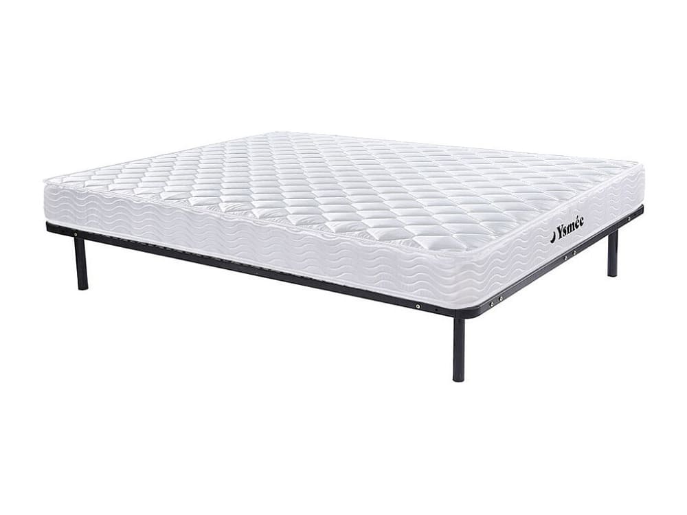 Matelas et cadre à lattes métal noir 140 x 190 cm