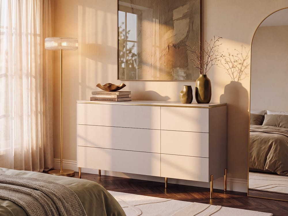 Commode panneau de particule beige