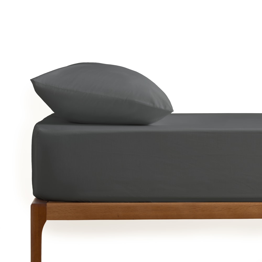 Drap housse coton 200 fils anthracite lit 90x190 cm Drap housse coton 200 fils anthracite lit 90x190 cm