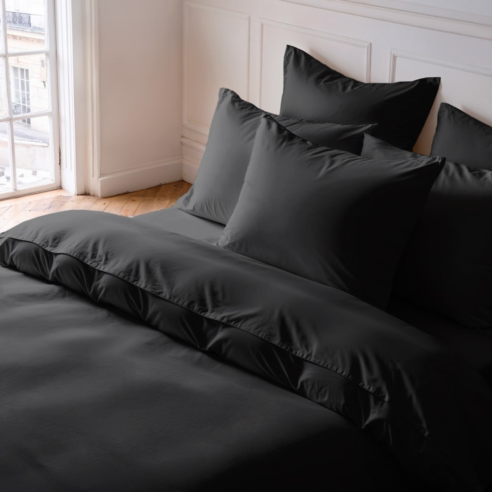 Kissenbezug Baumwolle 200TC Anthrazit 65x65 cm - Maisons Du Monde