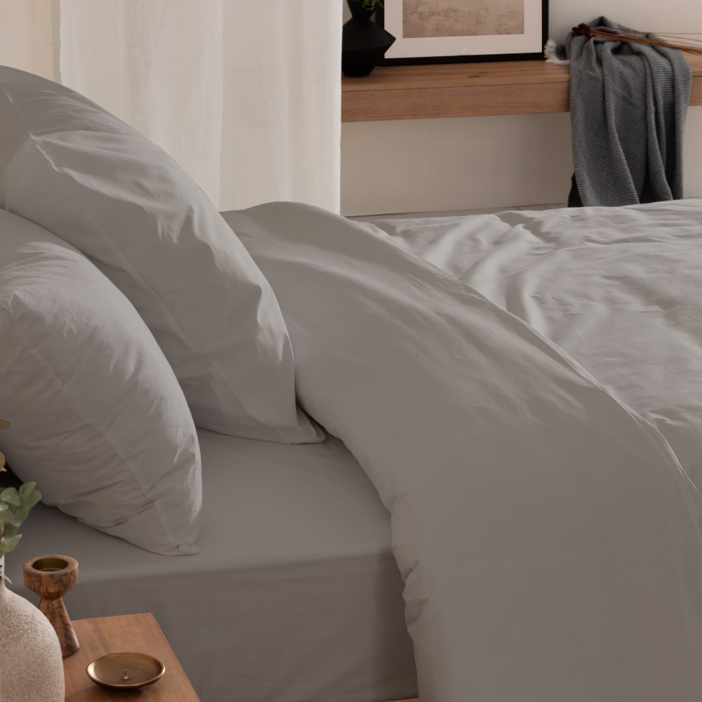 Spannbettlaken Baumwolle 200TC Taupe Bett 90x200 cm - Maisons Du
