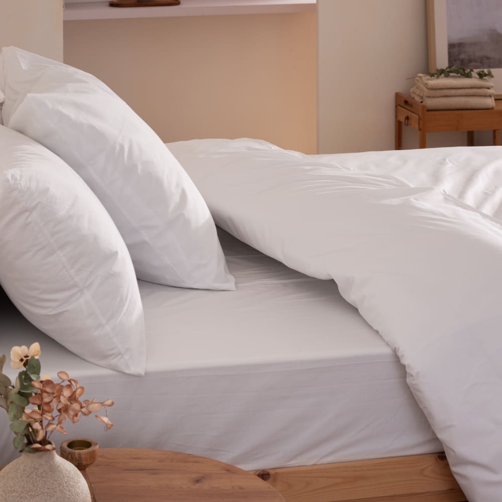 Drap housse coton 200 fils blanc lit 180x200 cm — vue 3