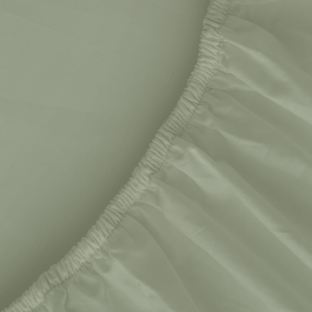 Drap housse coton 200 fils vert sauge lit 200x200 cm — vue 4