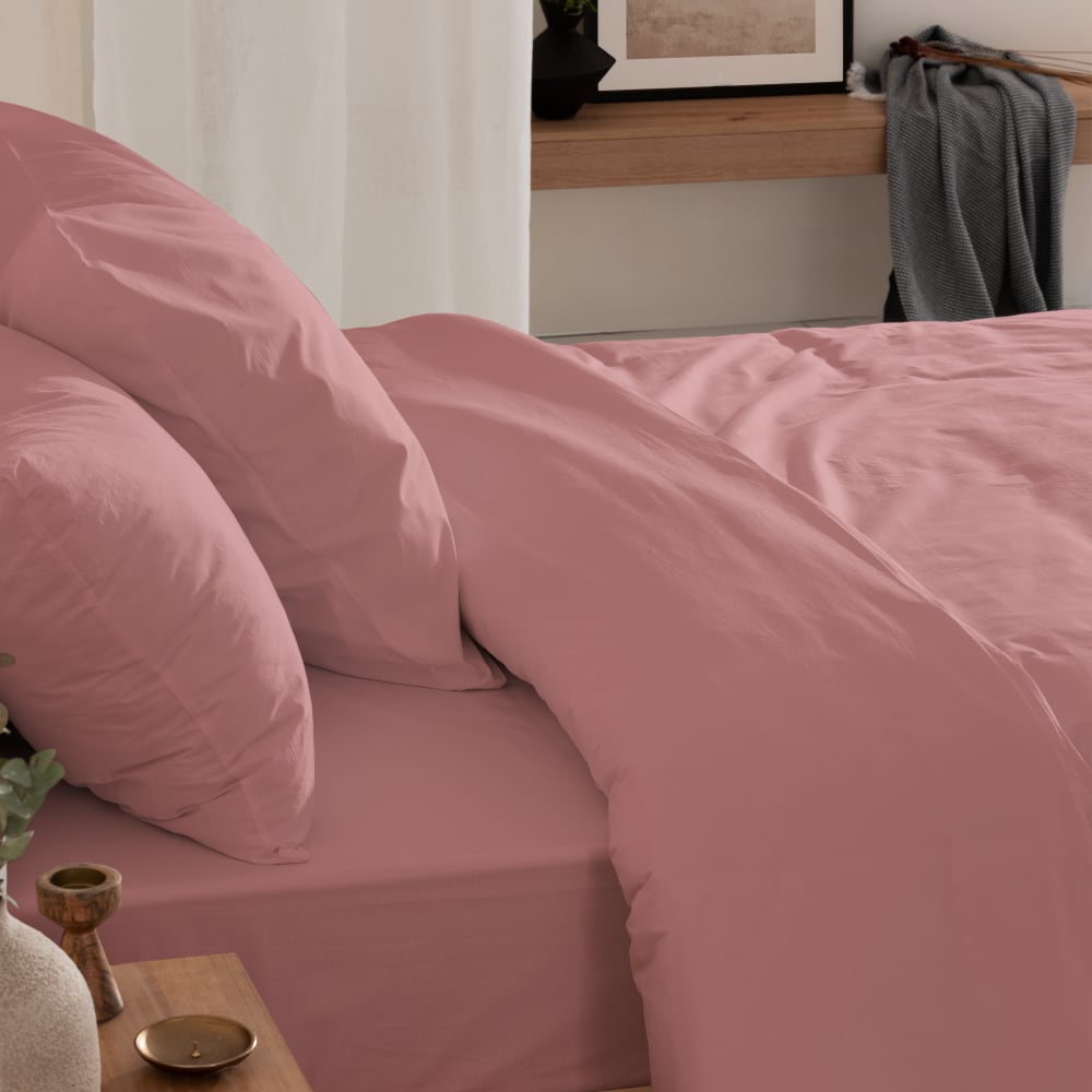 Drap housse coton 200 fils rose poudré lit 160x200 cm — vue 3