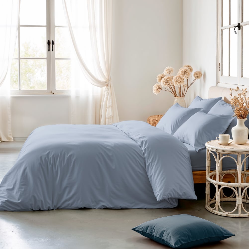Bettbezug Baumwolle 200TC Blau Bett 220x220 cm - Maisons Du Monde