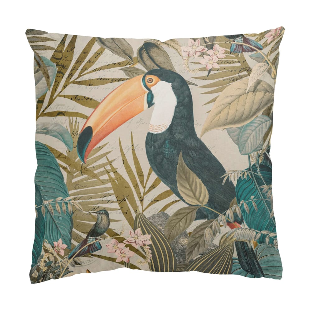 micasia Dekokissen Vintage Tukan aus Polyester-Velours, mehrfarbig 40 x 40 cm style exotic Öko-Tex Zertifikat - Samt