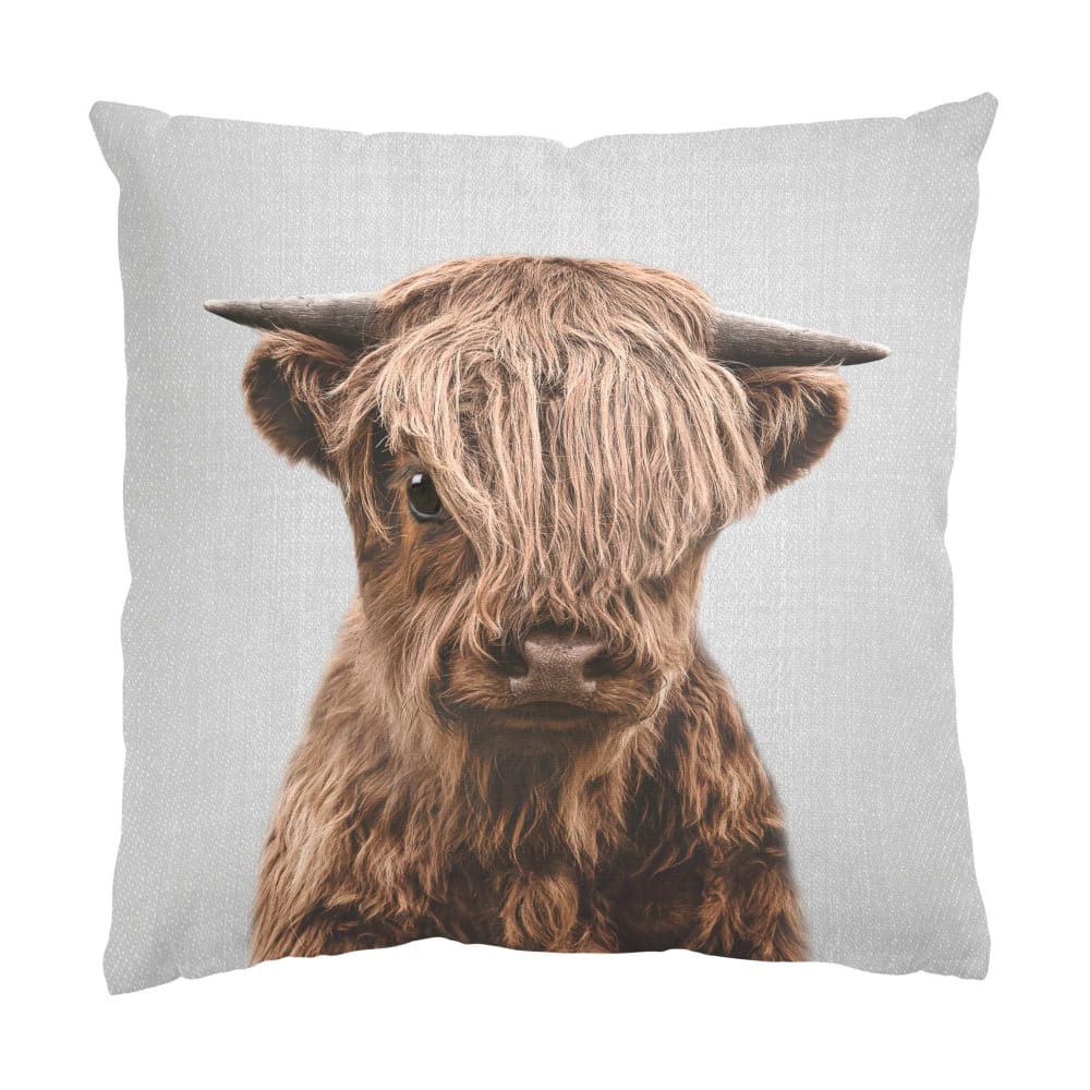 micasia Dekokissen Baby Hochlandrind aus Polyester, grau 40 x 40 cm style landhaus Öko-Tex Zertifikat - Stoff