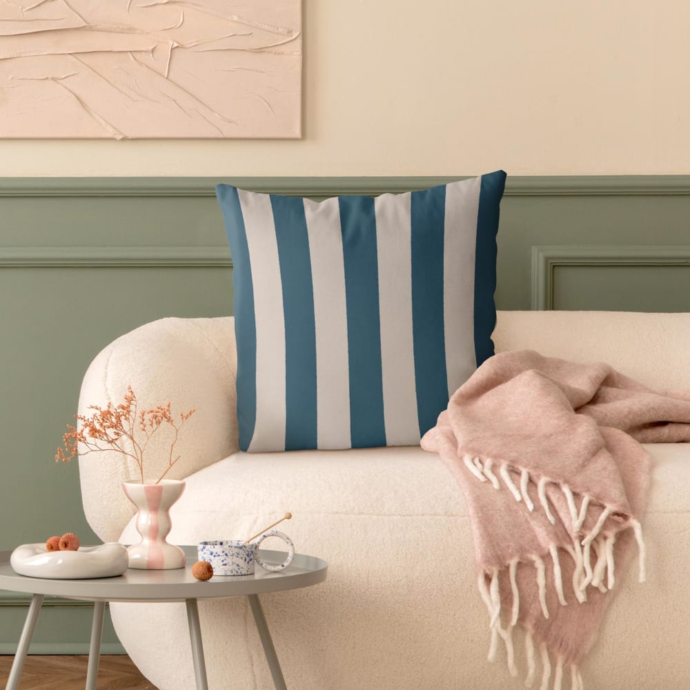Dekokissen Ocean Blue Große Streifen aus Polyester, blau 40 x 40