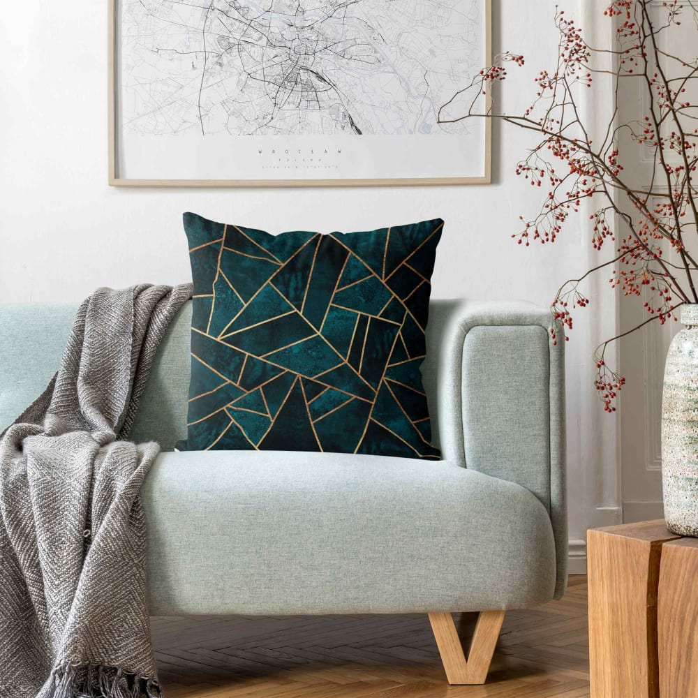 Dekokissen aus Polyester‑Velours mit grafischem Design, 40 x 40