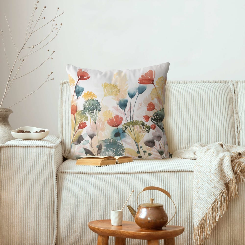 Dekokissen Wildblumen im Sommer II aus Polyester, bunt 50 x 50 cm