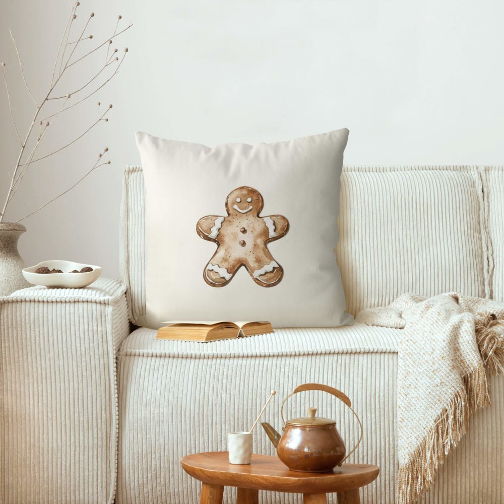 Dekokissen Lebkuchenmännchen aus Polyester, beige 50 x 50 cm -
