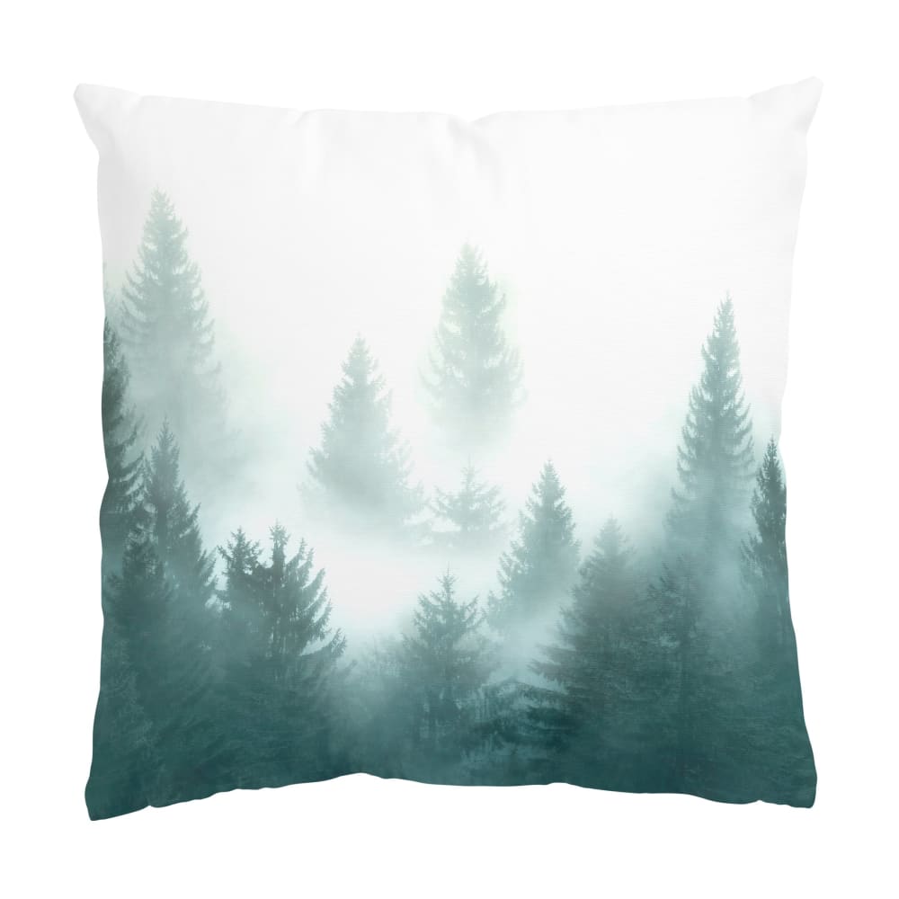 micasia Dekokissen Nadelwald im Nebel aus Polyester-Velours, weiß 40 x 40 cm style landhaus Öko-Tex Zertifikat - Samt