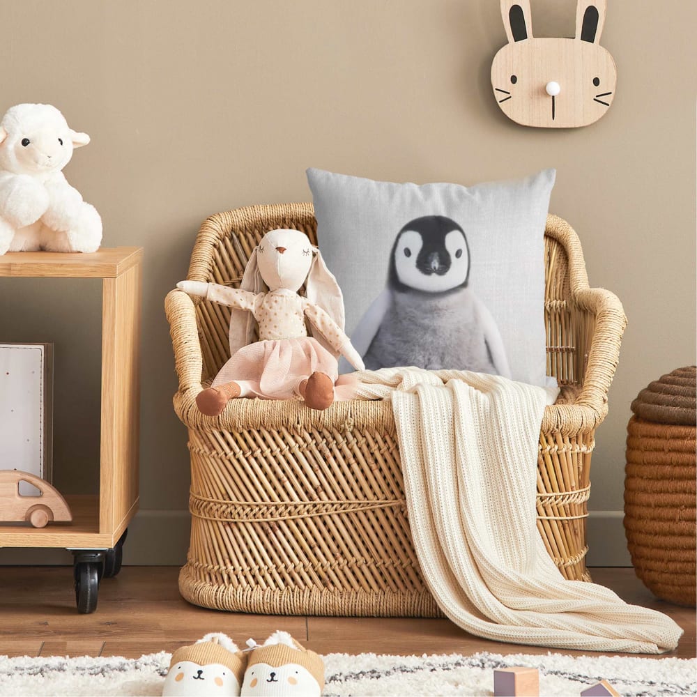 Dekokissen Baby Pinguin Pepe aus Polyester, grau 40 x 40 cm -