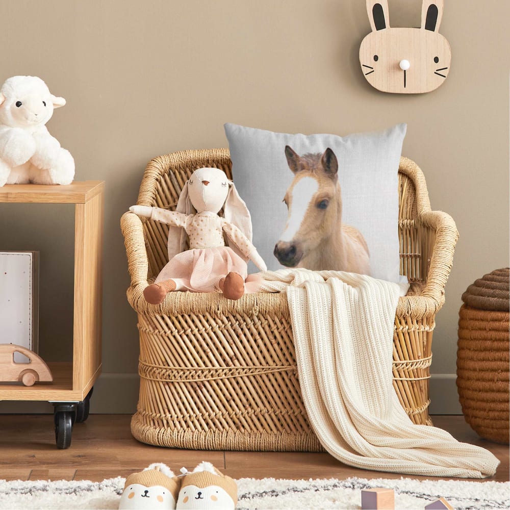 Dekokissen Baby Pferd Philipp aus Polyester-Velours, grau 40 x 40