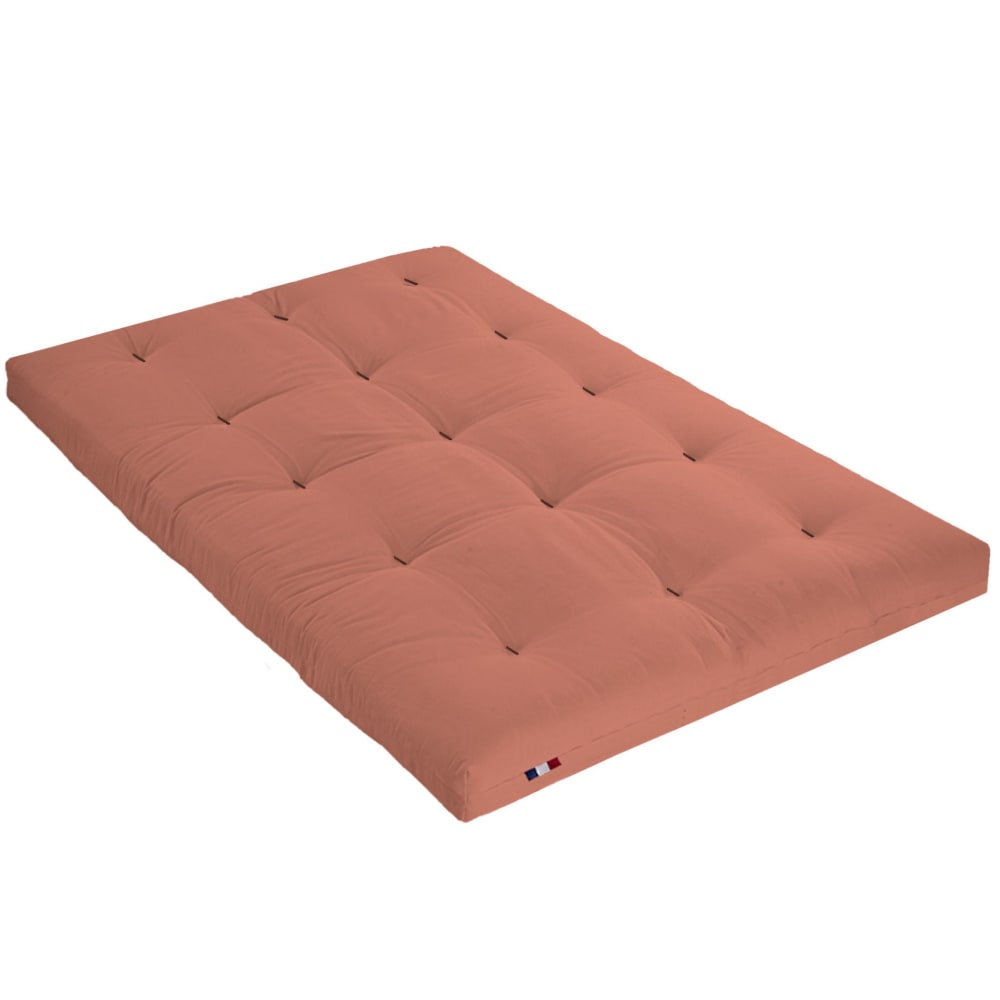 Matelas futon coton traditionnel, 13cm terracotta 140x200 cm