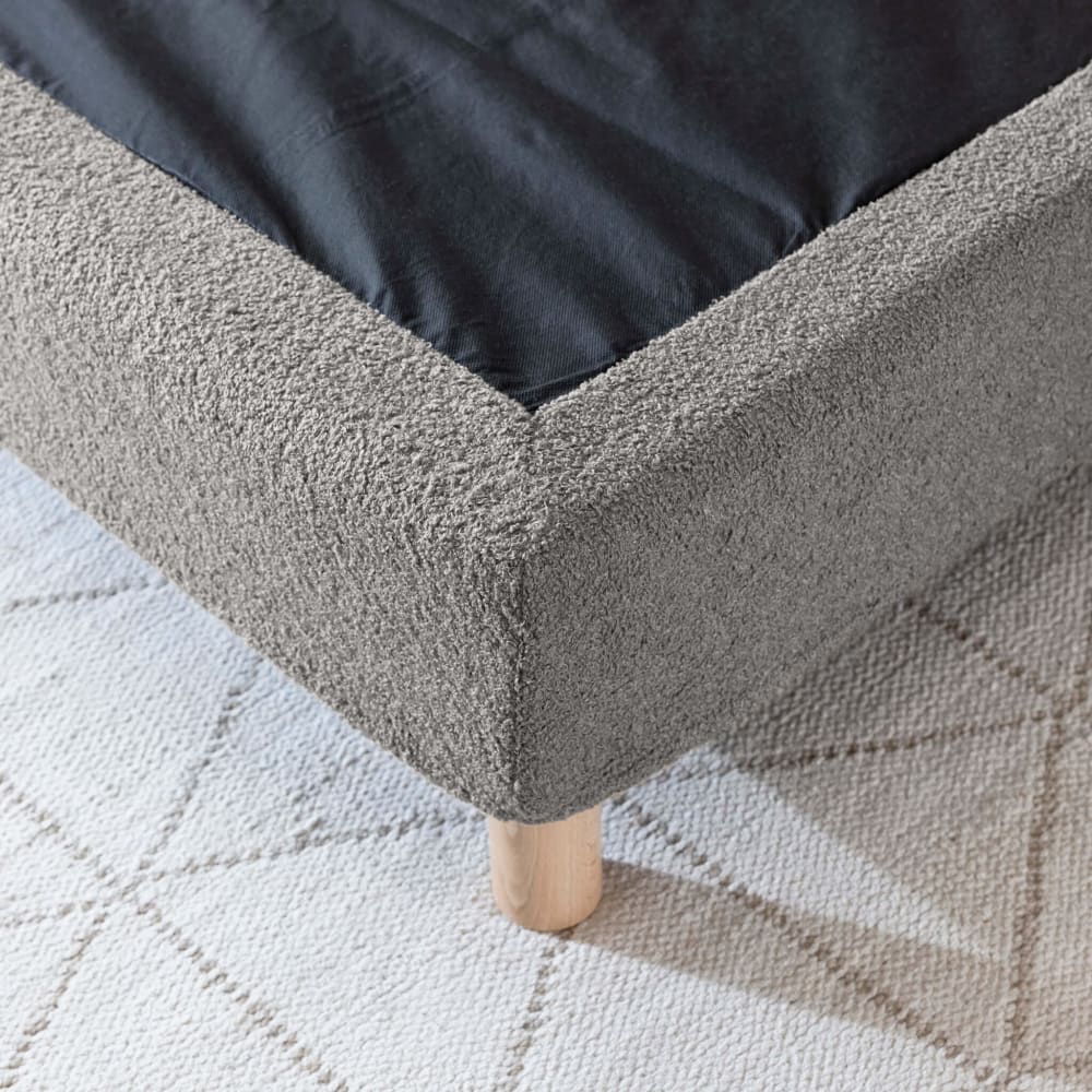Cache-sommier bouclette intégral gris foncé 140x190 cm