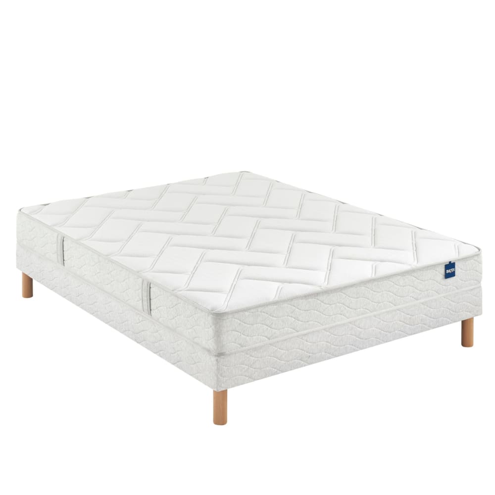Ensemble matelas mousse primo, sommier, pieds 140x190 cm