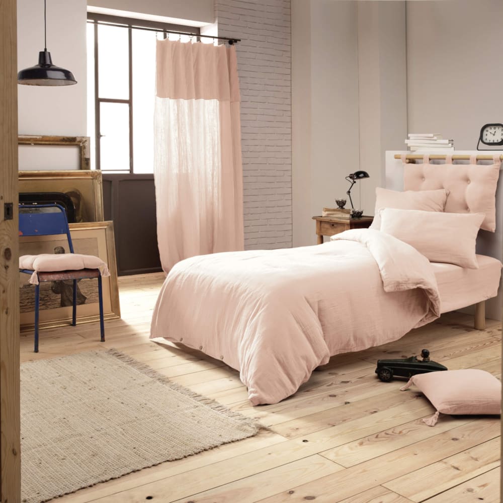 Housse de couette double gaze de coton rose 140x200 - Maisons du Monde