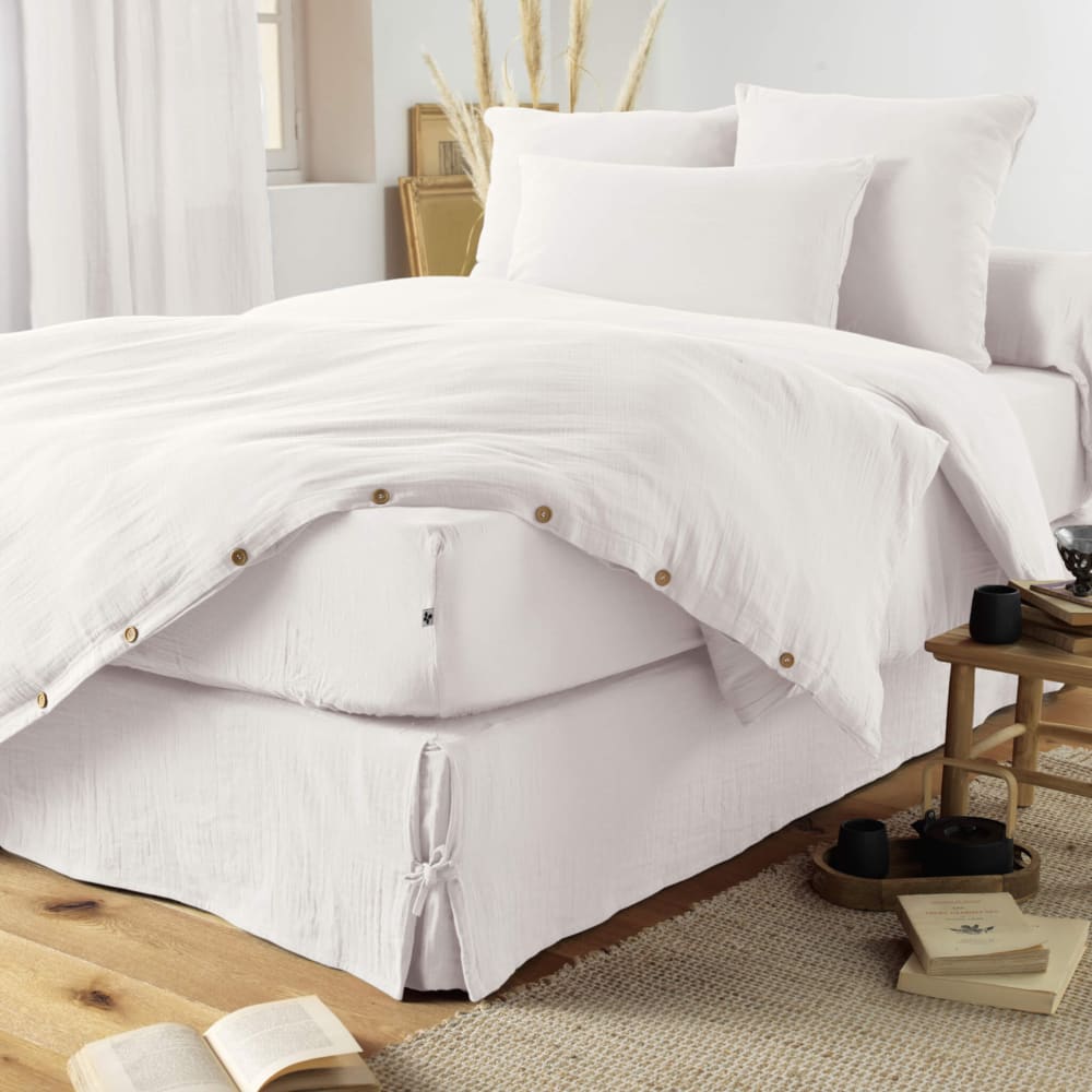 Housse de couette double gaze de coton blanc 200x200 cm Housse de couette double gaze de coton blanc 200x200 cm