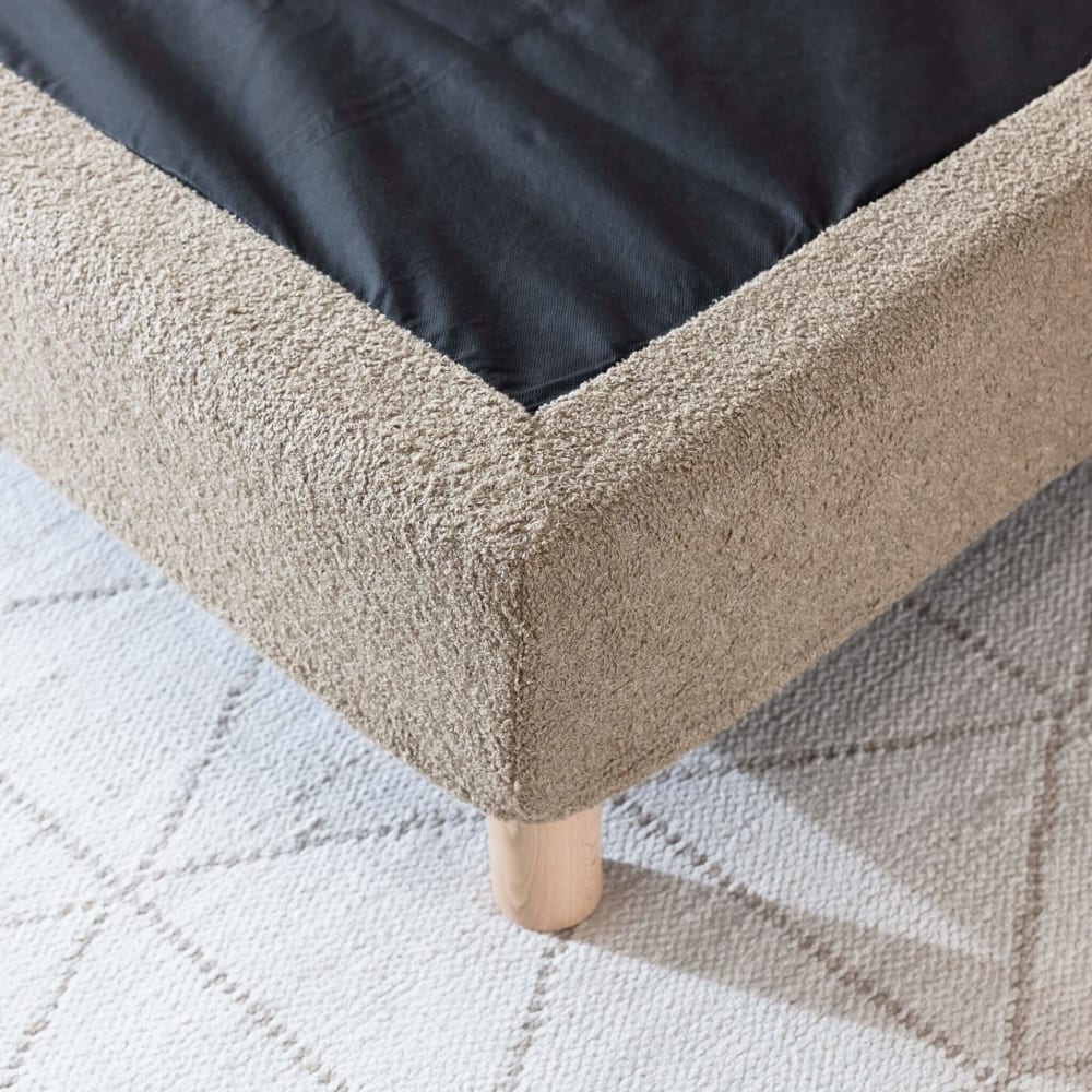 Cache-sommier bouclette intégral beige 140x190 cm