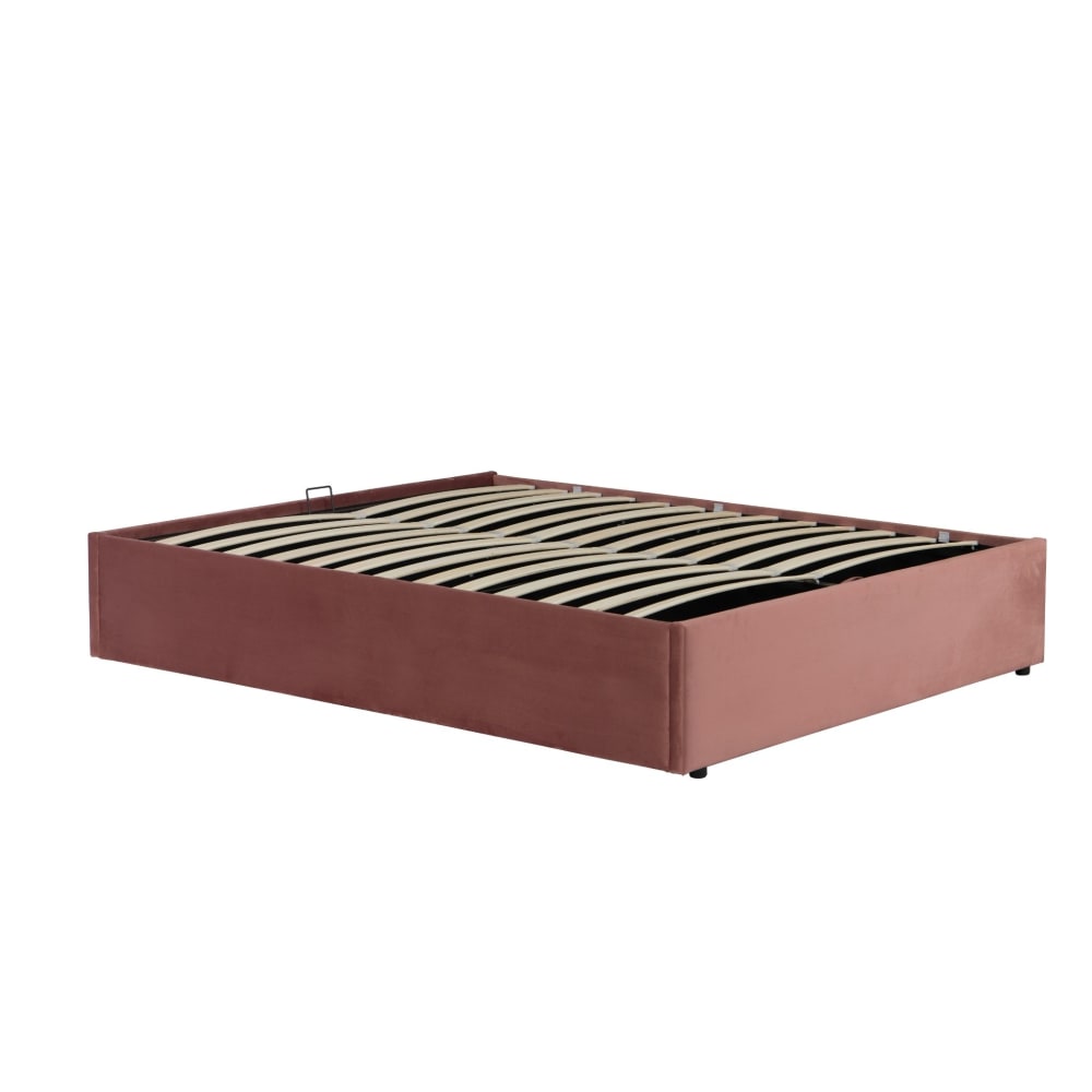 Lit coffre en velours - rose