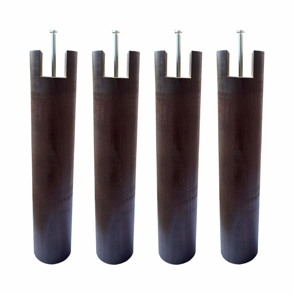 4 pieds cylindriques pour cadre à lattes bois wengué 30 cm