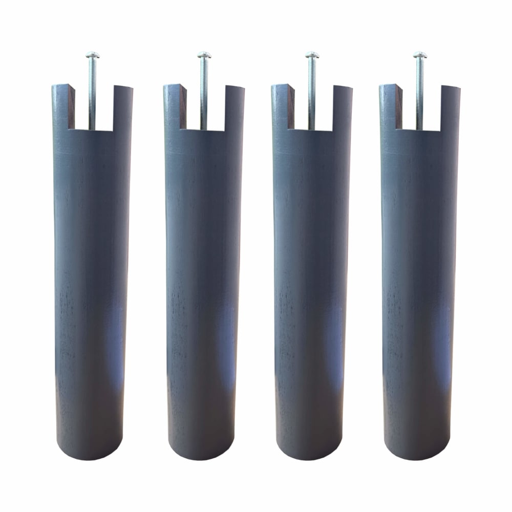 4 pieds cylindriques pour cadre à lattes bois anthracite 30 cm
