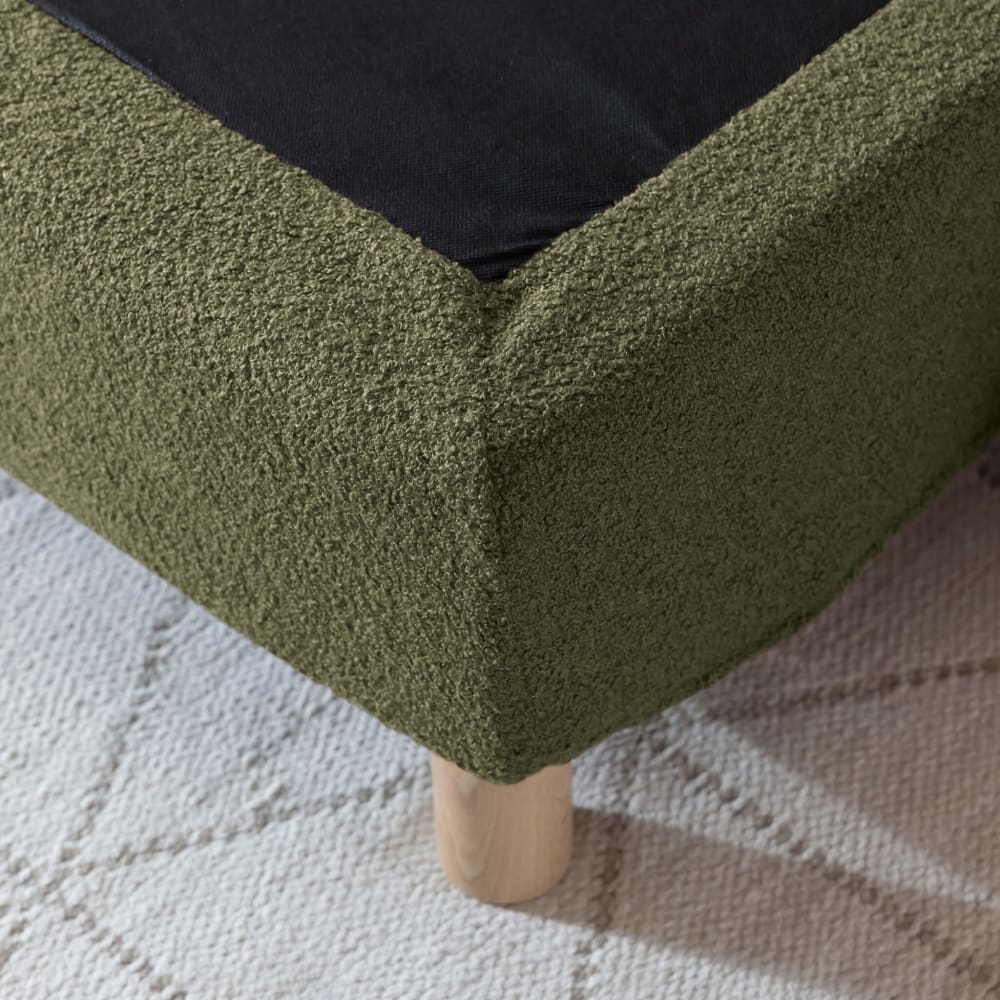 Cache-sommier bouclette intégral kaki 140x190 cm