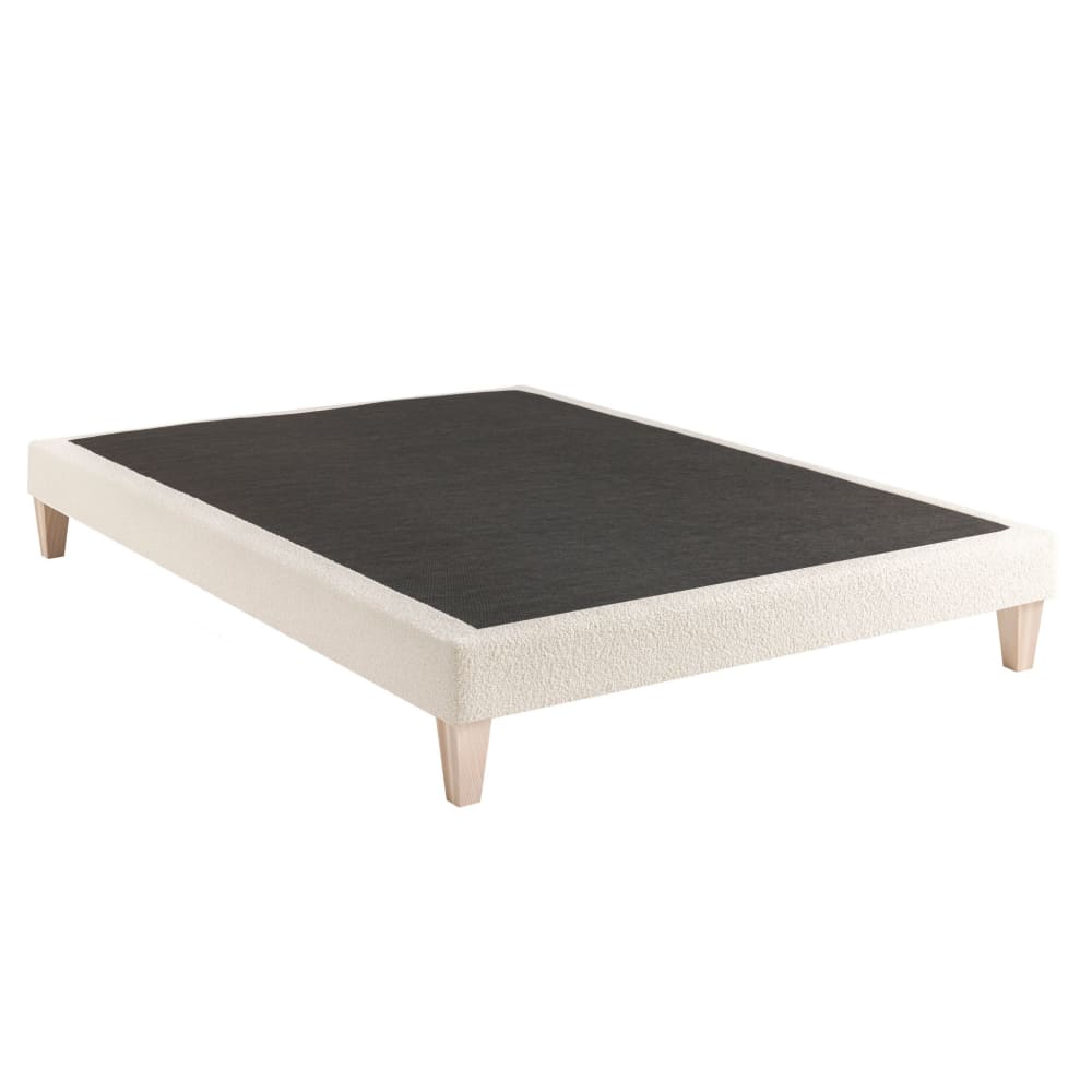 Sommier déco tapissier bouclette 160x200 cm blanc écume