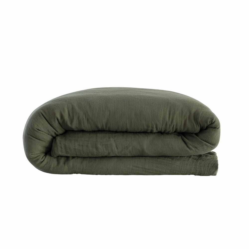 Housse de couette gaze de coton kaki 200x200 cm