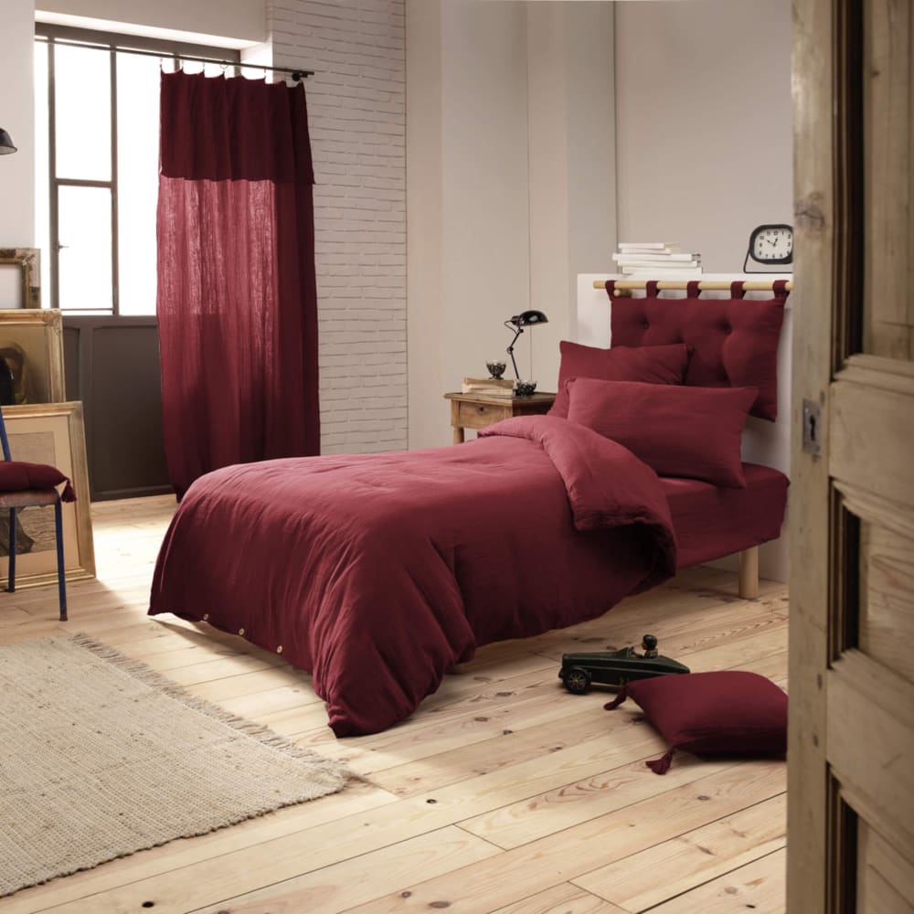 Housse de couette double gaze de coton bordeaux 140x200 - Maisons du Monde