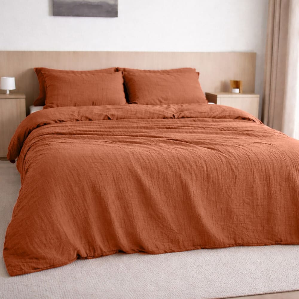 Drap housse gaze de coton safran 140x190 cm — vue 4
