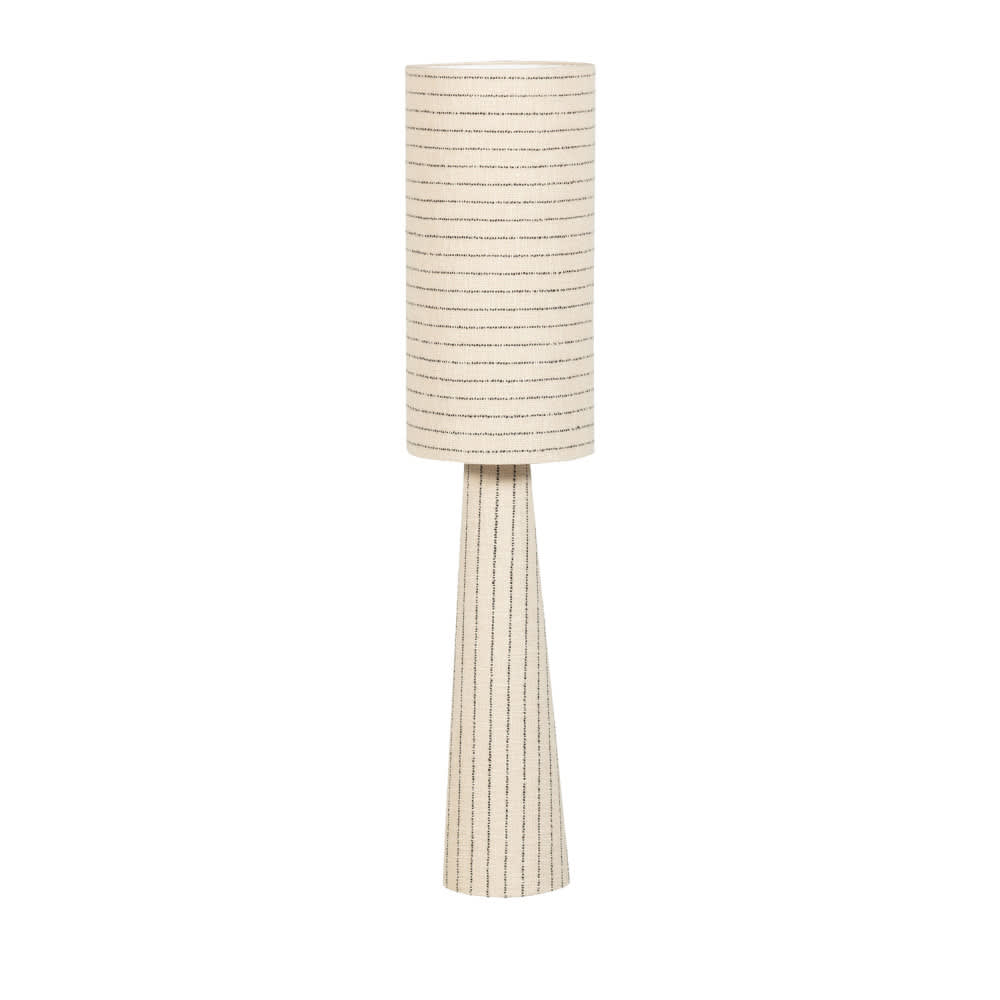 Lampadaire à rayures en métal et tissu bouclette H130cm - Beige