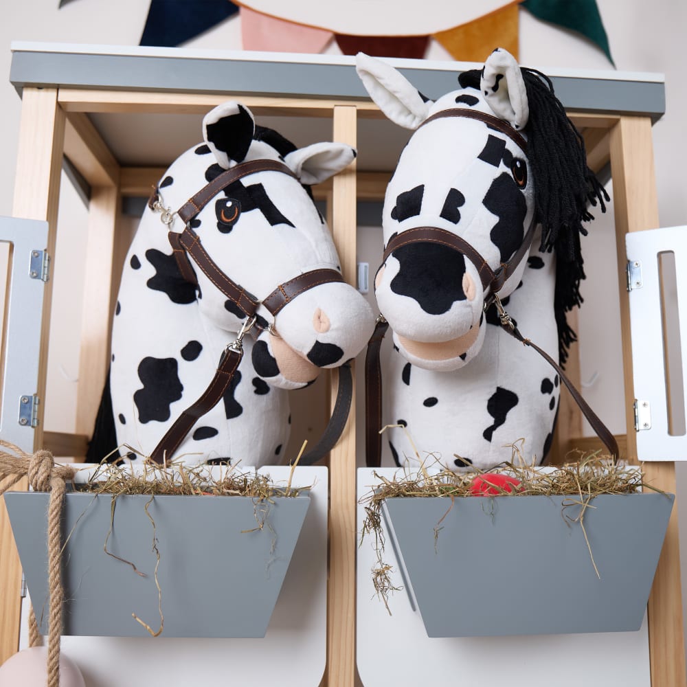 Hobby Horse Steckenpferd Schecke 76 cm mit Trense - Maisons Du