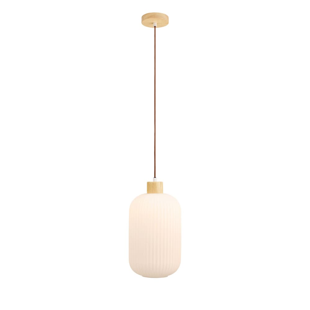 Suspension en verre et bois 20x38cm - blanc — vue 4
