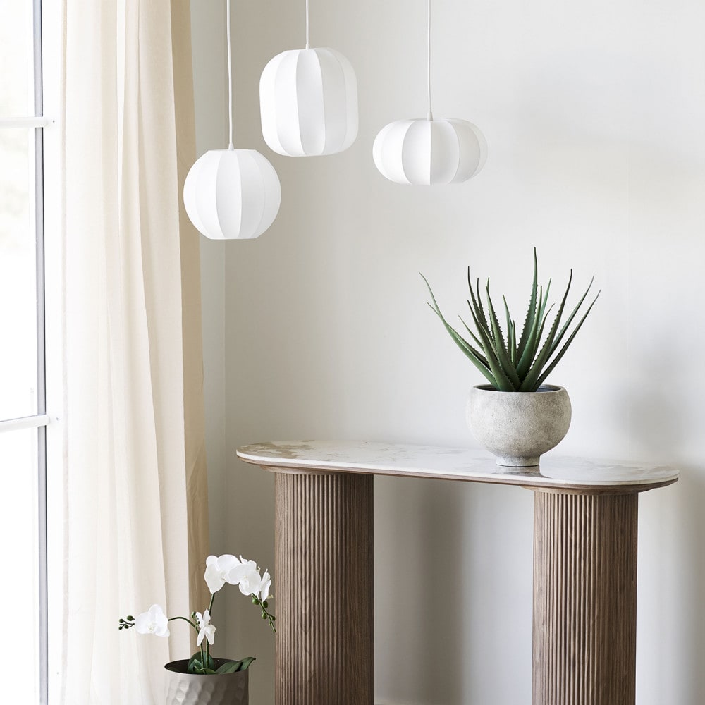 Suspension ronde en soie ø28cm - blanc — vue 3