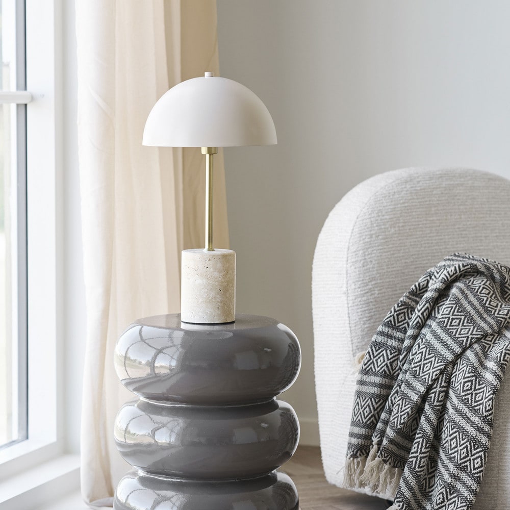 Lampe à poser en marbre et métal - beige — vue 3